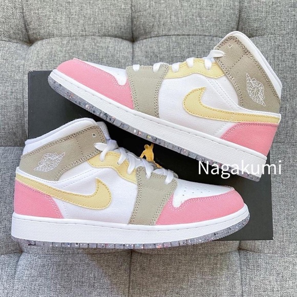 🌸 Nike air Jordan 1 Retro mid pastel color block shoes - Picture 3 of 4